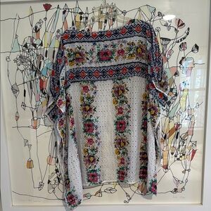 Colorful Floral Johnny Was Eyelet Top